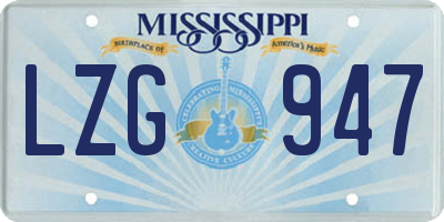 MS license plate LZG947