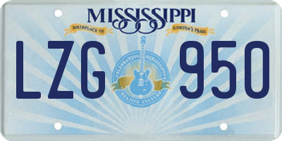 MS license plate LZG950