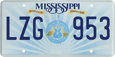 MS license plate LZG953