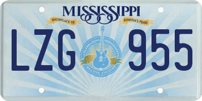 MS license plate LZG955