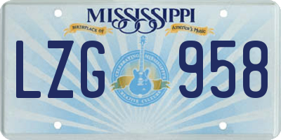MS license plate LZG958