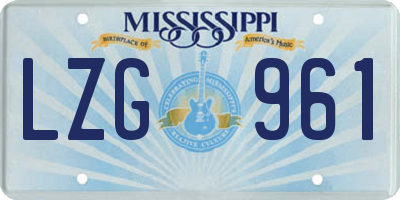 MS license plate LZG961