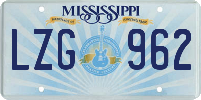 MS license plate LZG962