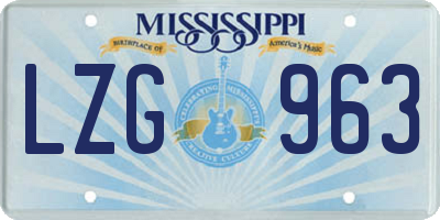 MS license plate LZG963