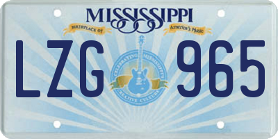 MS license plate LZG965