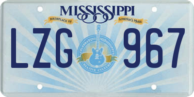MS license plate LZG967