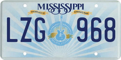 MS license plate LZG968