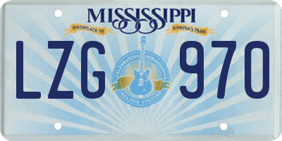 MS license plate LZG970