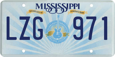 MS license plate LZG971