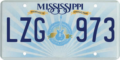 MS license plate LZG973