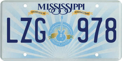 MS license plate LZG978