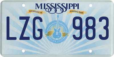 MS license plate LZG983
