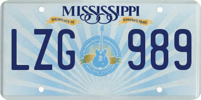 MS license plate LZG989