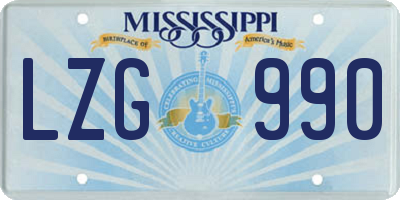 MS license plate LZG990