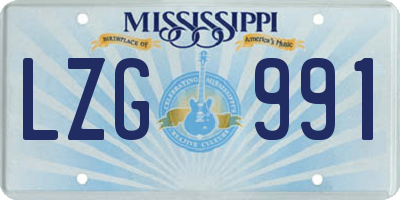 MS license plate LZG991
