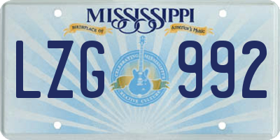 MS license plate LZG992