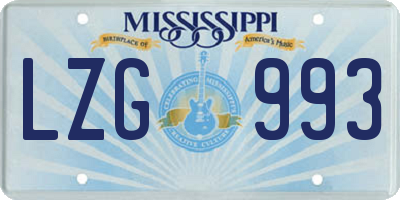 MS license plate LZG993