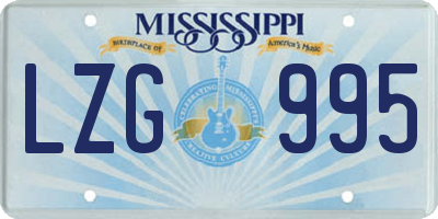 MS license plate LZG995