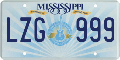 MS license plate LZG999