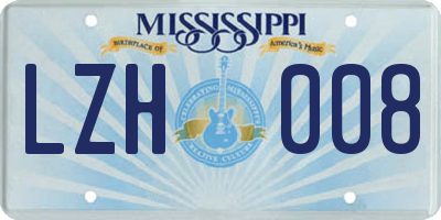 MS license plate LZH008