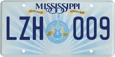 MS license plate LZH009