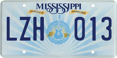 MS license plate LZH013