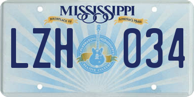 MS license plate LZH034