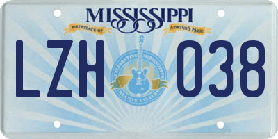 MS license plate LZH038