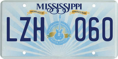 MS license plate LZH060