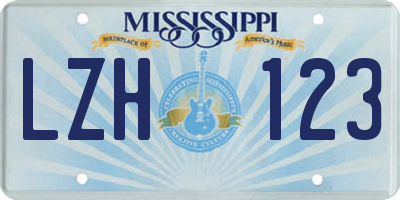 MS license plate LZH123