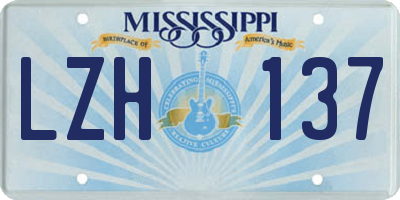 MS license plate LZH137