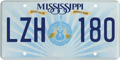 MS license plate LZH180