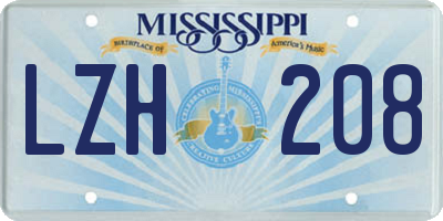 MS license plate LZH208