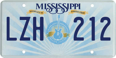 MS license plate LZH212