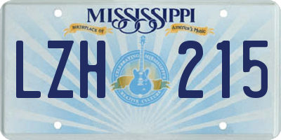 MS license plate LZH215