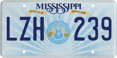 MS license plate LZH239