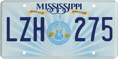 MS license plate LZH275