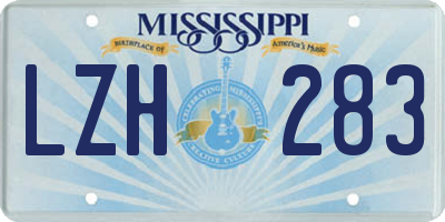 MS license plate LZH283