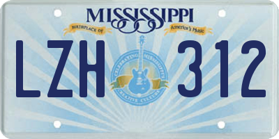 MS license plate LZH312