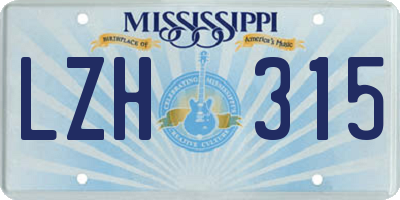 MS license plate LZH315
