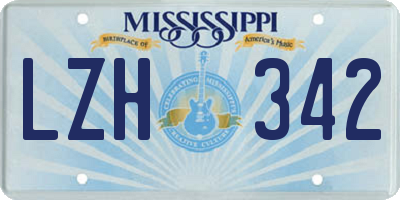 MS license plate LZH342