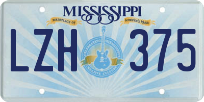 MS license plate LZH375