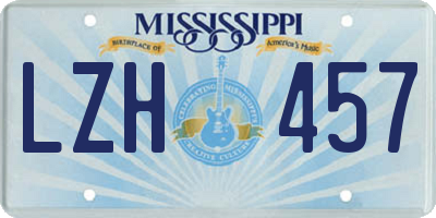 MS license plate LZH457