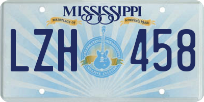 MS license plate LZH458