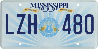 MS license plate LZH480