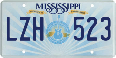 MS license plate LZH523