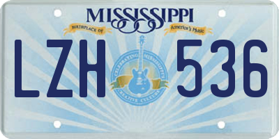 MS license plate LZH536