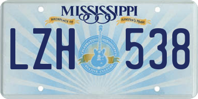 MS license plate LZH538