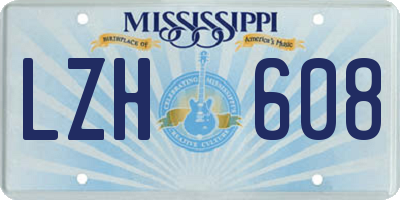 MS license plate LZH608