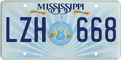 MS license plate LZH668